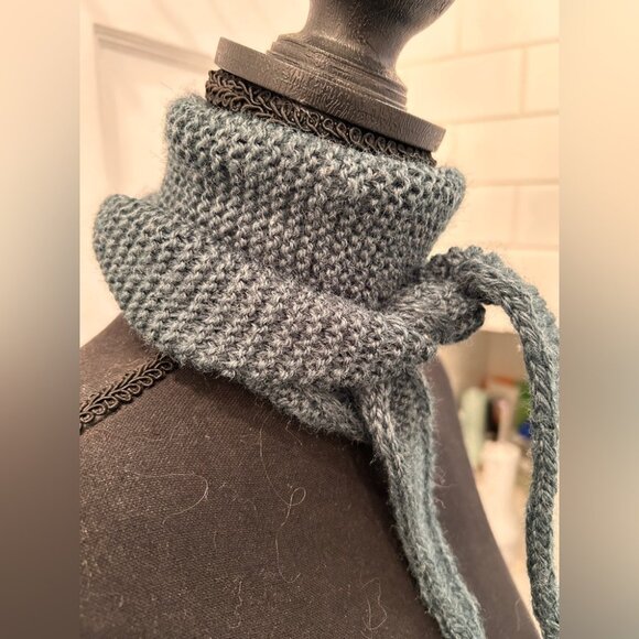 Handmade Dark Green Sophie Scarf in a Poly/Wool Blend Size Lg. - Picture 2 of 8